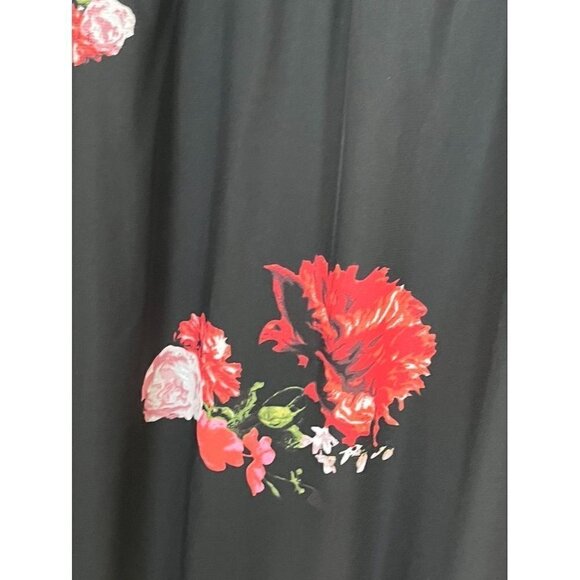 Chicos Dress 2X Black Floral Maxi Tropical Feminine Tiered Retro Whimsical 80s - Picture 10 of 16